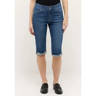 Slim-fit-Jeans ANGELS "CAPRI TURN UP", Damen, Gr. 36, N-Gr, mid blau used, Denim/Jeans, Obermaterial: 89% Baumwolle, 8% Polyester, 3% Elasthan, unifarben, slim fit kniebedeckend, Jeans Slim-fit-Jeans, im Five-Pocket Style