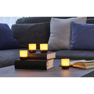 Northpoint LED Akku Lounge Lights 4er-Set mit Touchsensor Kabellos für Innen und Außen RGBW Flackereffekt Matt schwarz