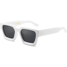 SHEEN KELLY Retro dicke rechteckige klobige Sonnenbrille für Damen Herren trendige klassische schmale quadratische schwarze Schildpatt-Rahmen Modebrille