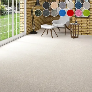 MY HOME Teppichboden »Zephyra, Schlinge, Made in Netherlands« rechteckig 8 mm Höhe Uni Farben, Breite 400 cm, strapazierfähig, Wohnzimmer, Schlafzimmer, beige