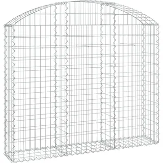 vidaXL Gabione mit Hochbogen 150x30x120/140 cm Verzinktes Eisen - Silber