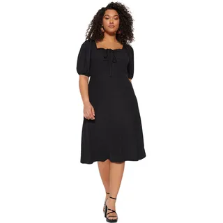 Trendyol Damen Slim Line Relaxed Fit Knit Plus Size Kleid, Schwarz, 4XL/Große Größen