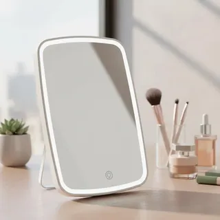 Mucola Kosmetikspiegel 7-fach Vergrößerung Lupe LED Wandspiegel Badspiegel Rasierspiegel Badezimmerspiegel Schminkspiegel Make-Up - Weiß