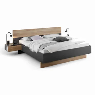 Stella Trading Bettanlage 180 x 200 cm Graphit/Eiche