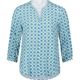 Cartoon Damen Casual-Bluse mit Muster 42, Blau/Grün