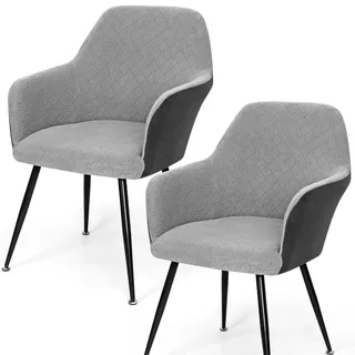 Betylifoy Stretch Stuhlbezug 2er Set Stuhlhussen mit Armlehne Elastischer Stuhlbezug Jacquard Stuhl Abdeckung Abnehmbare Waschbar Schonbezug für Esszimmer Küche (2, Hellgrau&Dunkelgrau, Universal)
