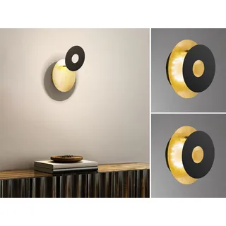 2er SET verstellbare LED Wandlampen Schwarz Gold oval für indirekte Beleuchtung