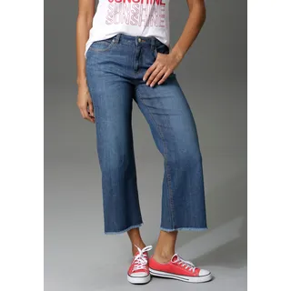 7/8-Jeans ANISTON CASUAL, Damen, Gr. 36, N-Gr, blau (dunkelblau), Denim/Jeans, Obermaterial: 98% Baumwolle, 2% Elasthan, Abriebeffekte, unifarben, figurbetont 7/8-Länge, Jeans 7/8-Jeans, mit leicht ausgefranstem Beinabschluss, Topseller