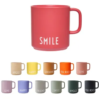 Design Letters Kaffeebecher Porzellan Rosa SMILE | Dekorativ Kaffeetasse | Personalisierte Geschenke, Hochzeitsgeschenk | Schöne Tassen | Tasse mit spruch | Tasse Lieblingsmensch 250 Ml