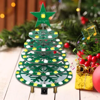 PEMENOL Bunte löt Bausatz Weihnachten Weihnachtsbaum DIY Kit, 7 Licht-Modi, RGB Fließleuchten, SMD Spaß Adventskalender elektronische Kit Löten Praxis Weihnachts Dekoration Mint Bildung