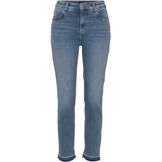 BOSS ORANGE 5-Pocket-Jeans »Jackie Mid Rise Mid Waist, mittlere Leibhöhe Premium Denim Jeans«, mit BOSS Leder-Badge, blau