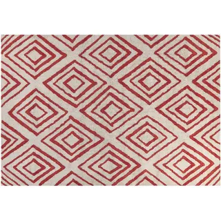 Beliani Shaggy-Teppich Haskoy 230/160 cm , Weiß , Textil , Grafikmuster , Rechteckig , 160x230 cm , Teppiche und Böden, Teppiche, Hochflorteppiche & Shaggys