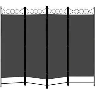 WOLTU Paravent Raumteiler 4 Teilig klappbar, Dunkelgrau 223 x 172 cm | Freistehender Sichtschutz, Raumtrenner für Innen- und Außenbereich, Garten Balkon Büro