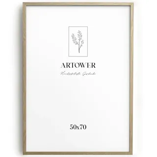 Artower® Bilderrahmen für 50 x 70 cm Natur Holz Eiche Dünner Rahmen | Posterrahmen Groß Collage | Picture Frame Oak Wood 50x70cm | Holzrahmen Holz-Bilderrahmen | Holzbilderrahmen Poster Echtholz