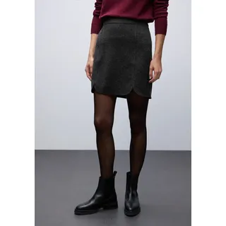 Minirock STREET ONE "Style Maja", Damen, Gr. 44, anthrazit melange, Web, Obermaterial: 90% Polyester, 10% Viskose, meliert, regular fit ca. Mitte Oberschenkel, Röcke Minirock, mit Seitenschlitzen