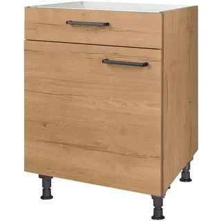 Nobilia Kochfeldumbauschrank , Eichefarben , Metall , 1 Fächer , 1 Schubladen , einzeln stellbar , 60x87x56 cm , Blauer Engel, Pefc, Goldenes M, Made in Germany, DGM-Klimapakt , Küchen, Küchenmöbel, Küchenschränke, Geräteumbauschränke