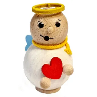 Handgeschnitzter Räuchermann Engel Weiß Rot Herz Heiligenschein Schal Geschenk N