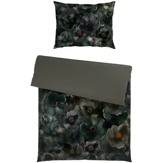 Novel Wendebettwäsche , Schwarz , Textil , Blume , 140x200 cm , Heimtextilien, Bettwäsche & Leintücher, Bettwäsche, Wendebettwäsche