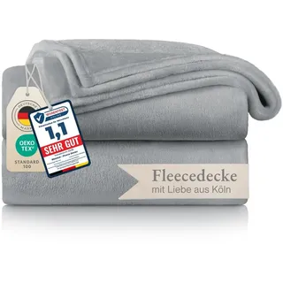 Blumtal Kuscheldecke flauschig - Oeko-TEX zertifizierte Fleecedecke 130x150 cm - Wohndecke 130x150 cm - Decke Couch als Wohn- & Kuscheldecke - Flauschdecke - Wohndecke Kuscheldecke Grau