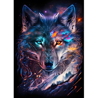 EOBROMD Diamond Painting Erwachsene Wolf, 5D Diamant Painting Bilder Erwachsene, DIY Diamond Painting Bilder Diamant Malerei Tiere Set für Wanddekoration 30x40cm