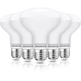 Aigostar E27 LED Reflektor Kaltweiß 12W Lampe 1170 Lumen Glühbirne Leutchtmittel 6500 Kelvin, R80 170° Abstrahlwinkel Energiesparlampe, 5 Stücke