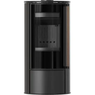 KRATKI ERIK Ø150 5,5 kW Schwarz Termotec Ofen mit Griff aus Jatoba-Holz - Schwarz