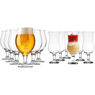Glasmark KROSNO 1992 Biergläser 6x500ml Bierglas + 6x420ml Cocktailgläser | Gläser Für Bier Biertulpen + Cocktailgläser Smoothie Dessert