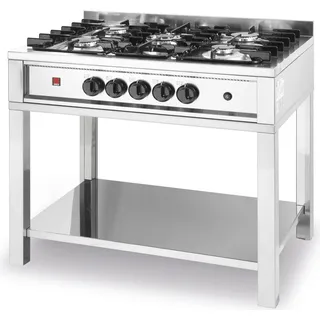 HENDI Gaskochtisch 5 Brenner: KTP 96 offenes Untergestell 14,3 kW - Schwarz