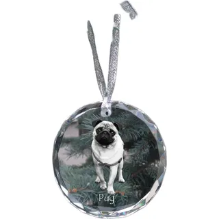Mops, Pug, Carlin, Carlino, Doguillo - Kristallkugel mit Foto, Hundebild im Kristall, personalisierter Christbaumschmuck von Art-Dog.
