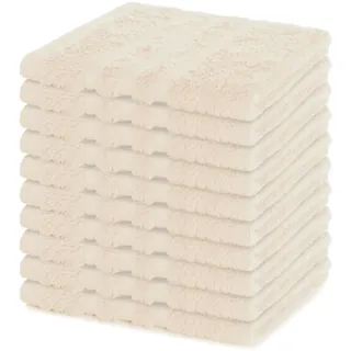 Lavea® 10er Seiftuch Set, 30 x 30 cm, 100% Baumwolle Frottier 500 g/m2, Gästehandtücher und kleine Waschlappen, pflegeleicht 60 °C, Frottierserie Elena, ideal für Bad und Gäste WC, Creme