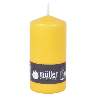 Müller Kerzen Stumpenkerze, goldgelb, Hochwertige Stumpenkerze mit gleichmäßigem Abbrand, 1 Packung = 6 Stück, (Ø x H): 68 x 135 mm