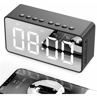 Wecker Uhr Bt506 Spiegel Funkwecker Digital LCD LED Bluetooth USB Aux