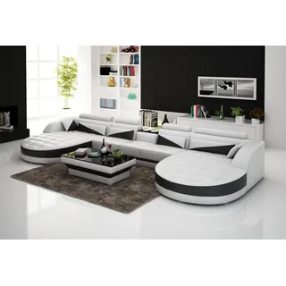 Ledersofa Ecksofa Sofa Couch Polster Wohnlandschaft Leder Sofas Garnitur U Form - Schwarz