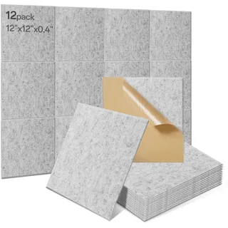 Warmiehomy Akustikpaneele 12 Stück Akustikplatten Selbstklebend Akustikschaumstoff Akustik Panel Schalldämmung Schallschutz Wandpaneele für Akustische Behandlung, Studio, Büro, Wanddekoration Grau
