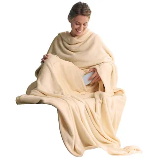 CELINATEX Decke mit Ärmeln 150 x 180 cm Beige