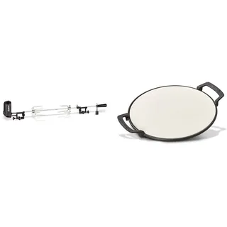 Enders Grillspieß Pro, edelstahlfarben & Switch Grid Pizzastein, Halter aus Gusseisen, Gasgrill mit Rost-in-Rost System, Grill-Rost-Zubehör, Gasgrills Monroe, Kansas, Boston, #7790