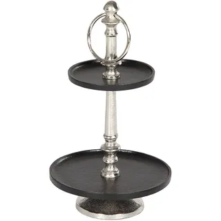Ambiente Haus Etagere »Etagere 2 Stufen Silber und Schwarz«, silberfarben