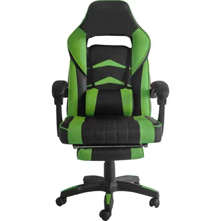 Aga Spielstuhl, Bürostuhl, Drehbarer Spielstuhl, Gamingstuhl, Racing Schreibtischstuhl,Chefsessel mit Fußstütze Schwarz - Grün - Grün