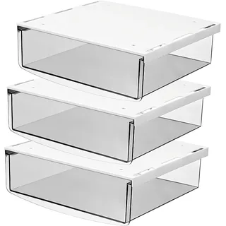 TUKA 3X 3,5L Unterschreibtisch-Schubladen 24x21x8cm, Selbstklebende Schubladen, Versteckte Unterbauschublade Aufbewahrungsbox unter Schreibtisch, Utensilien Stiftebox Transparent 3er Set TKD8605