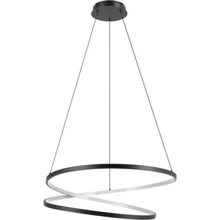 EGLO LED Hängelampe Ruotale, Pendelleuchte über Esstisch, Esszimmerlampe geschwungen, Hängeleuchte Ringe aus Metall in Schwarz, warmweiß, Ø 70 cm