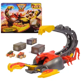 Spin Master Monster Jam, El Toro Loco's Venom Velocity Scorpion-Spielset, Rampenkatapult mit elektronischer Beschleunigung,inklusive Mini-Trucks von El Toro Loco und Max-D im Maßstab 1:87, umfangreiches Zubehör