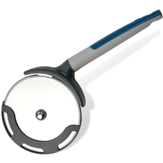 Tasty XXL Pizzaschneider mit Soft-Touch-Griff, Rostfreier Edelstahl – Schnell, Sauber & Mühelos Pizzateilen, Spülmaschinengeeignet, Grau/Blau/Silber, 25x11cm