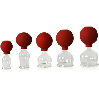 Lauschaer Glas 5er Schröpfglas-Set mit Ball 25-35-45-55-60mm zum professionellen, medizinischen, feuerlosen Schröpfen, Schröpfglas, Schröpfgläser, Original