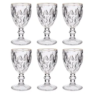 Vivalto Weinglaser - 6x - Kristalloptik - Goldrand - 254 ml - Transparent