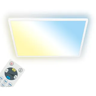 Briloner - LED Deckenlampe flach Fernbedienung, warmweiß bis kaltweiß, dimmbar, Lampe, Deckenleuchte, Wohnzimmerlampe, LED Panel, Schlafzimmerlampe, 56 x 56 x 3 cm (LxBxH), Weiß