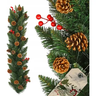 KADAX Kiefergirlande, Dekogirlande, 115cm lange Tannengirlande mit Tannenzapfen - Grün