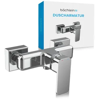 Bächlein Duscharmatur Leonte in Kantigem Design – Mischbatterie Komplettset inkl. allem Zubehör – Einhand-Wasserhahn für die Dusche Chrom – eckig