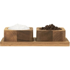 Salter BW12782EU7 Toronto Salz & Pfefferpinselpot-Set – enthält 2 Töpfe mit Ablagefach, langlebiges Akazienholz, Holzsalz-Schwein, Salz- und Pfefferschalen, Kräuter-, Gewürz- und Gewürzbehälter
