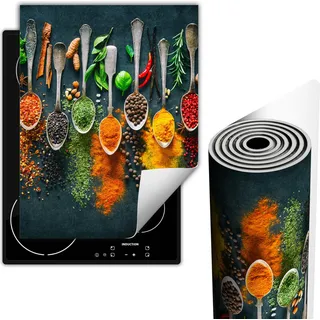 Herdabdeckplatten Ceranfeldabdeckung 40x52 cm Anti Rutsch Matte Aufrollbar, Gewürze Löffel