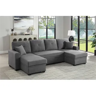 Atlantic Home Collection Wohnlandschaft U-Form 2-Sitzer grau